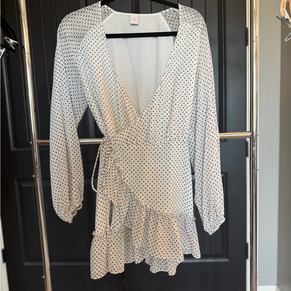 Polka Dot Wrap Mini Dress